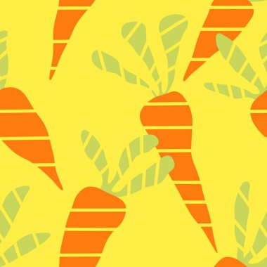 Vegetable cartoon seamless carrot pattern for wrapping paper and kids clothes print and kitchen textiles and fabrics and accessories. High quality illustration