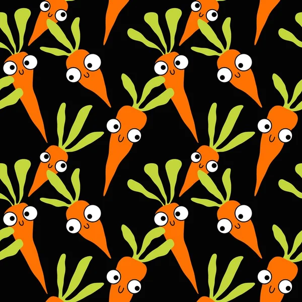 Vegetable Cartoon Seamless Carrot Pattern Wrapping Paper Kids Clothes Print — ストック写真