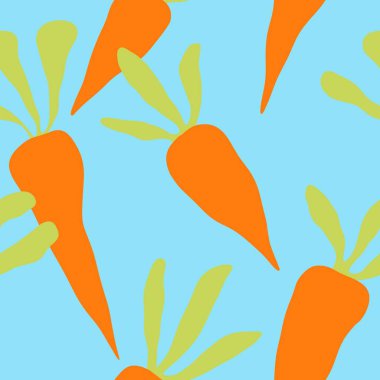 Vegetable cartoon seamless carrot pattern for wrapping paper and kids clothes print and kitchen textiles and fabrics and accessories. High quality illustration