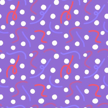 Polka noktalar ve çizgili kurdeleler kağıt paketlemek için kusursuz soyut işaretler ve çocukların giysileri basılıyor ve notlar, kumaşlar, aksesuarlar ve çarşaflar üzerinde çalışıyor. Yüksek kaliteli illüstrasyon