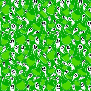 Cadılar Bayramı 'nın kusursuz hayalet zehir iksiri desenli ambalaj kâğıdı ve çocuk giysileri, kumaşlar, aksesuarlar, çarşaflar ve ambalajlar. Yüksek kaliteli illüstrasyon