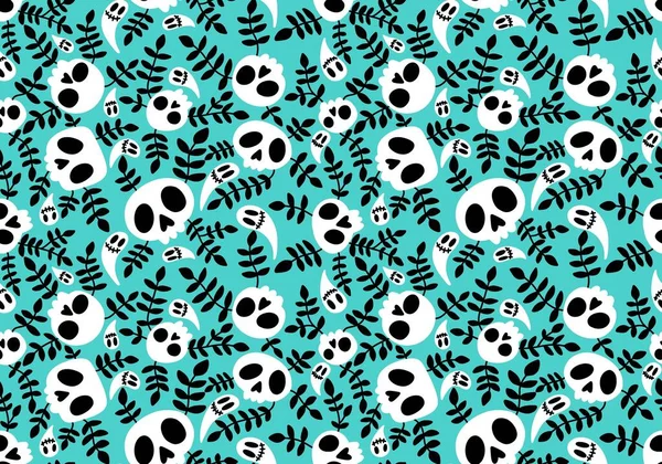 Cartoon Doodle Seamless Halloween Skulls Pattern Wrapping Paper Clothes Print — Stock fotografie