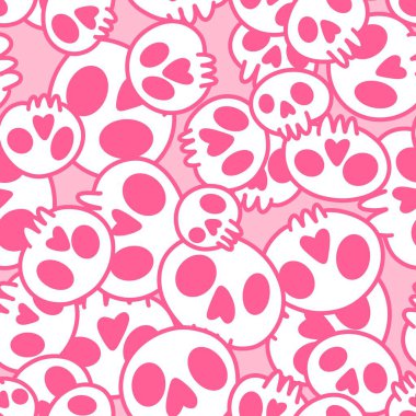 Cartoon doodle seamless Halloween skulls pattern for wrapping paper and clothes print and kids accessories and fabrics and notebooks and textiles. High quality illustration