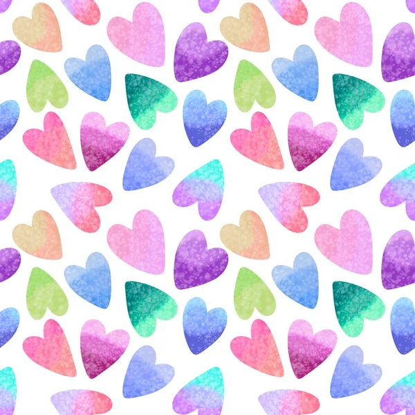 Watercolor Valentines Seamless Hearts Pattern Fabrics Textiles Packaging Wrapping Paper — 图库照片