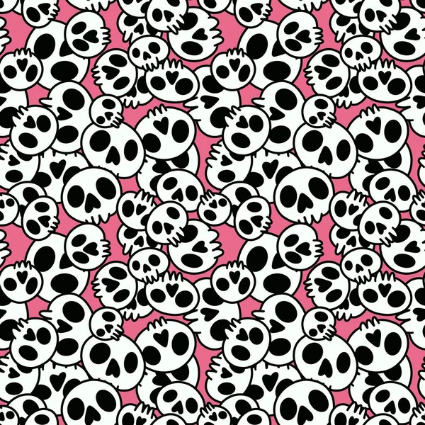 Cartoon Doodle Seamless Halloween Skulls Pattern Wrapping Paper Clothes Print — стоковое фото