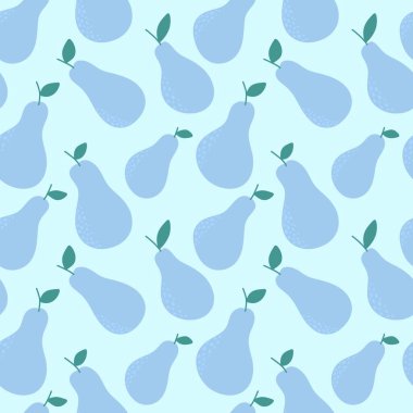 Autumn harvest seamless cartoon doodle pears pattern for wrapping paper and kids clothes print and accessories and fabrics and kitchen textiles and linens and packaging. High quality illustration 