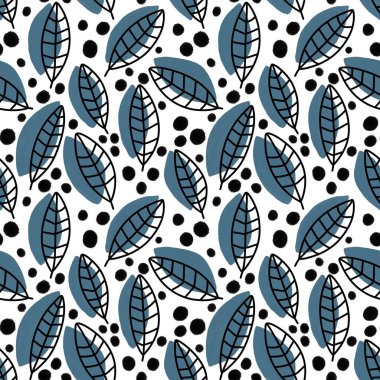 Simple floral seamless leaves line art silhouette pattern for wrapping and linens and packaging and accessories and clothes print and kids notebooks and kitchen textiles. High quality illustration