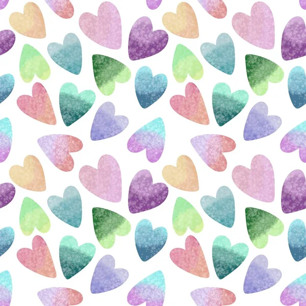 Watercolor Valentines Seamless Hearts Pattern Fabrics Textiles Packaging Wrapping Paper — Photo