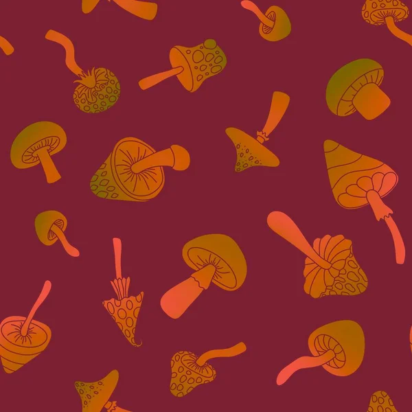 Cartoon Autumn Amanita Seamless Mushrooms Pattern Halloween Wrapping Paper Kids — Stock fotografie