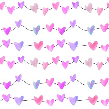 Watercolor valentines seamless hearts pattern for fabrics and textiles and packaging and wrapping paper and clothes print and kids accessories and notebooks. High quality illustration