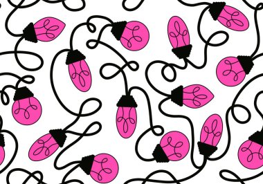 Şenlikli aydınlatma fikri kağıt paketlemek için kusursuz ampul desenleri ve çocuk giysileri baskısı ve notlar ve aksesuarlar ve kumaşlar ve kumaşlar ve tekstil. Yüksek kaliteli illüstrasyon