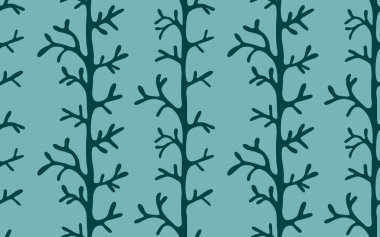 Flora soyut dalları, mutfak tekstil ürünleri, kumaşlar, çarşaflar, ambalaj kağıtları, giysi baskıları, not defterleri ve ambalajlar için dikişsiz dereotu yaprakları deseni. Yüksek kaliteli illüstrasyon