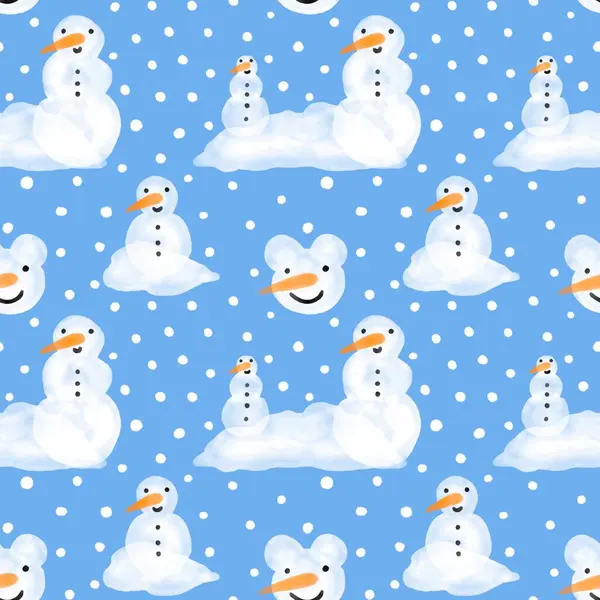 Winter Seamless Snowman Snowflakes Pattern Christmas Wrapping Paper Kids Notebooks — Foto de Stock