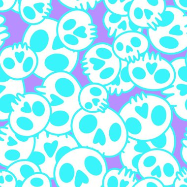 Cartoon doodle seamless Halloween skulls pattern for wrapping paper and clothes print and kids accessories and fabrics and notebooks and textiles. High quality illustration