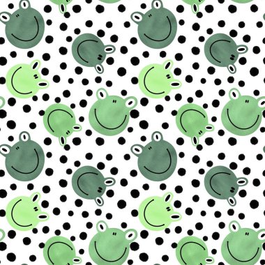 Yaz karikatürleri ambalajsız kurbağa desenleri ve çocuk giysileri baskısı, kumaşlar, şenlikli aksesuarlar, çarşaflar ve anaokulu. Yüksek kaliteli illüstrasyon