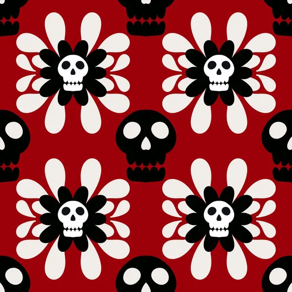 Halloween skulls and stripes and flower seamless skeletons cartoon pattern for wrapping paper and clothes print and festive accessories and fabrics and textiles and hobbies. High quality illustration