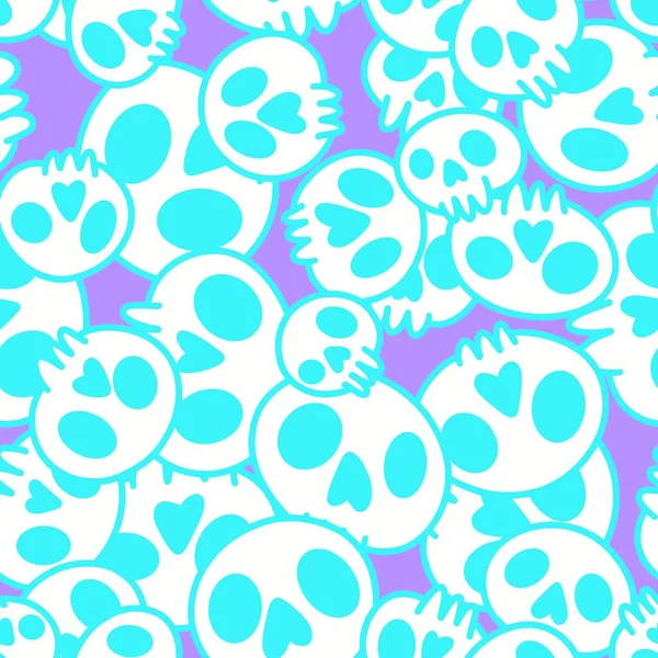 Cartoon Doodle Seamless Halloween Skulls Pattern Wrapping Paper Clothes Print — Fotografia de Stock