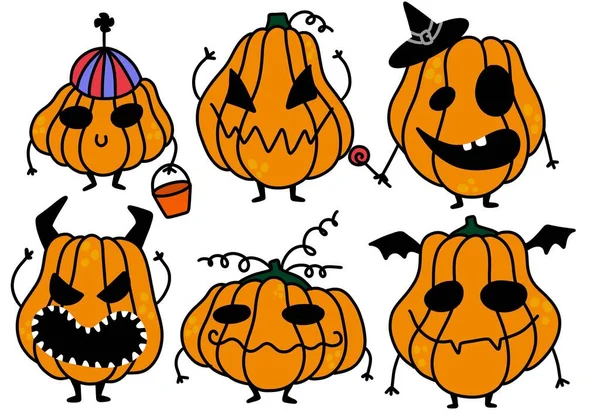 Halloween Cartoon Pompoenen Set Voor Stickers Stoffen Accessoires Notitieboekjes Kinderen — Stockfoto
