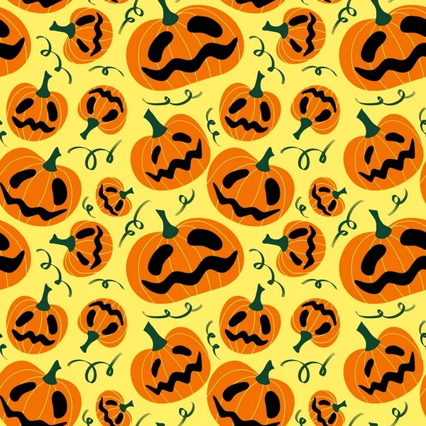 Kawaii Cute Cartoon Halloween Pumpkins Seamless Autumn Harvest Pattern Wrapping — стокове фото