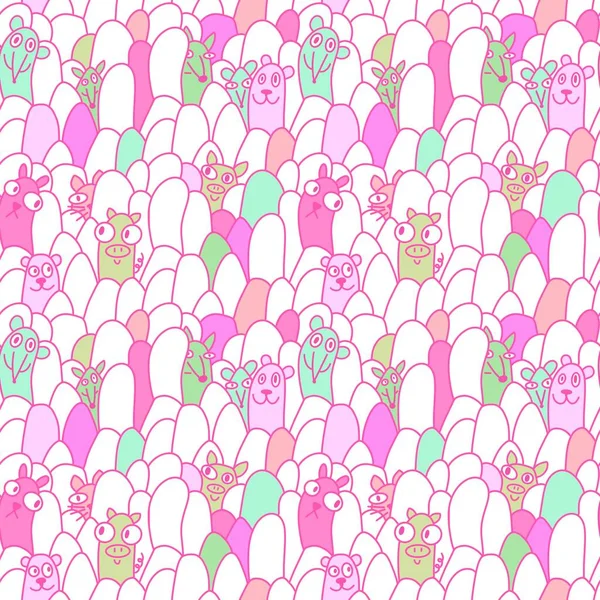 Cartoon animals and stones seamless doodle monsters pattern for wrapping paper and kids clothes print and Halloween accessories and study notebooks and fabrics and linens. High quality illustration