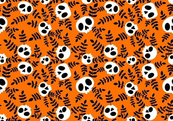 Cartoon Doodle Seamless Halloween Skulls Pattern Wrapping Paper Clothes Print — Zdjęcie stockowe