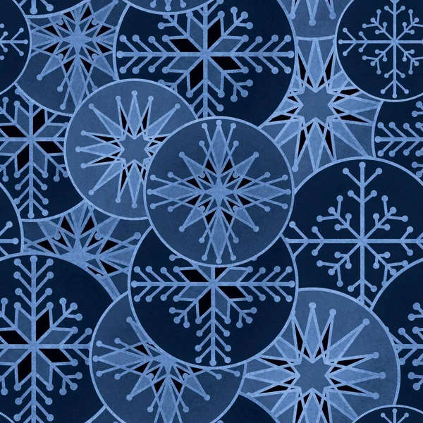 Inverno Natal Gelo Flocos Neve Sem Costura Círculo Padrão Geométrico — Fotografia de Stock