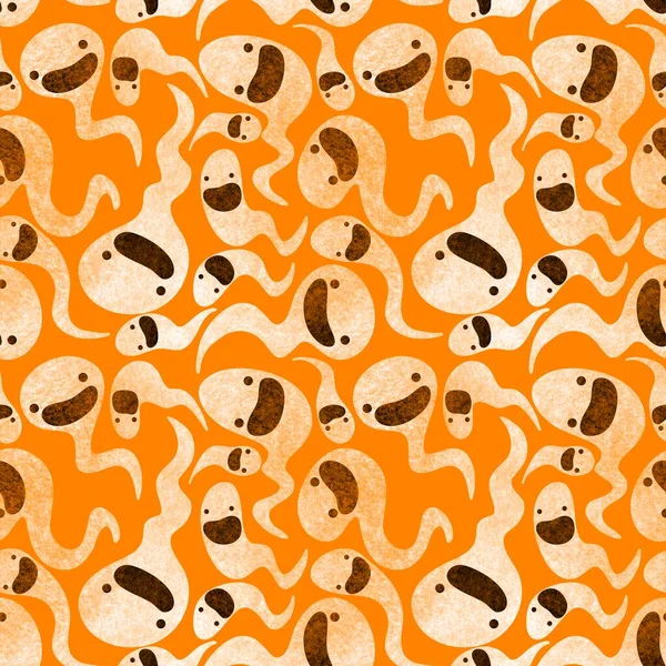 Halloween Ghost Seamless Cartoon Kawaii Pattern Wrapping Paper Kids Clothes — Stock Photo, Image
