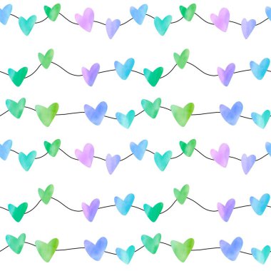 Watercolor valentines seamless hearts pattern for fabrics and textiles and packaging and wrapping paper and clothes print and kids accessories and notebooks. High quality illustration