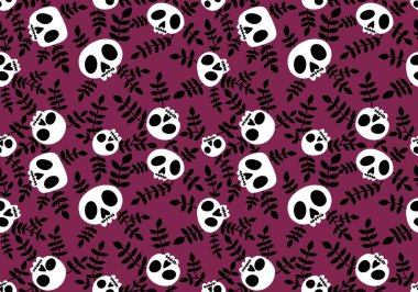 Cartoon doodle seamless Halloween skulls pattern for wrapping paper and clothes print and kids accessories and fabrics and notebooks and textiles. High quality illustration