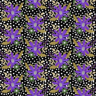 Çiçeksiz çiçek, yapraklar ve polka desenleri kağıdın ve şenlikli aksesuarların ve not defterlerinin, kumaşların, çarşafların ve tekstil ürünlerinin incelenmesi için. Yüksek kaliteli illüstrasyon