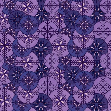 Kış Noel 'inde buzsuz kar taneleri kağıt, kıyafet baskısı, çocuk aksesuarları, ambalajlar, kumaşlar ve çarşaflar için geometrik desen çizer. Yüksek kaliteli illüstrasyon