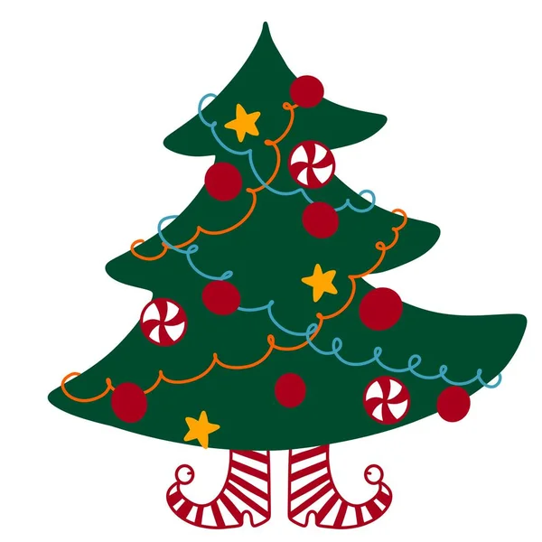 Vánoční Strom Bílém Pozadí Pro Tisk Děti — Stock fotografie