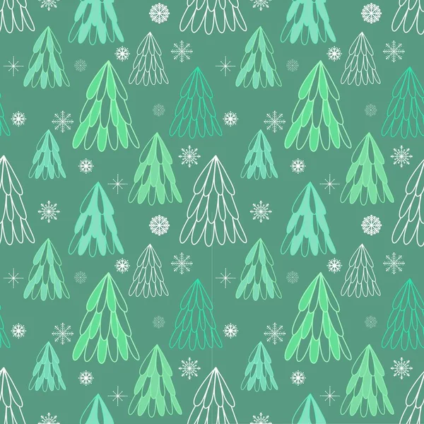 圣诞树无缝森林图案 用于包装纸和儿童服装 印刷品 亚麻和包装 高质量的例证 — 图库照片