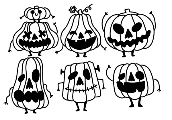 Conjunto Calabazas Dibujos Animados Halloween Para Pegatinas Telas Accesorios Cuadernos — Foto de Stock