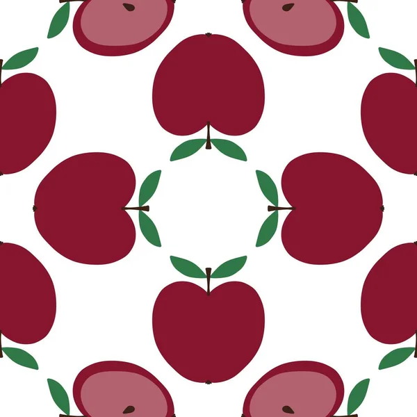 Kreskówkowe Jabłka Doodle Bezszwowe Jesienne Zbiory Geometryczny Wzór Owoców Pakowania — Zdjęcie stockowe