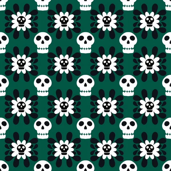 Halloween skulls and stripes and flower seamless skeletons cartoon pattern for wrapping paper and clothes print and festive accessories and fabrics and textiles and hobbies. High quality illustration