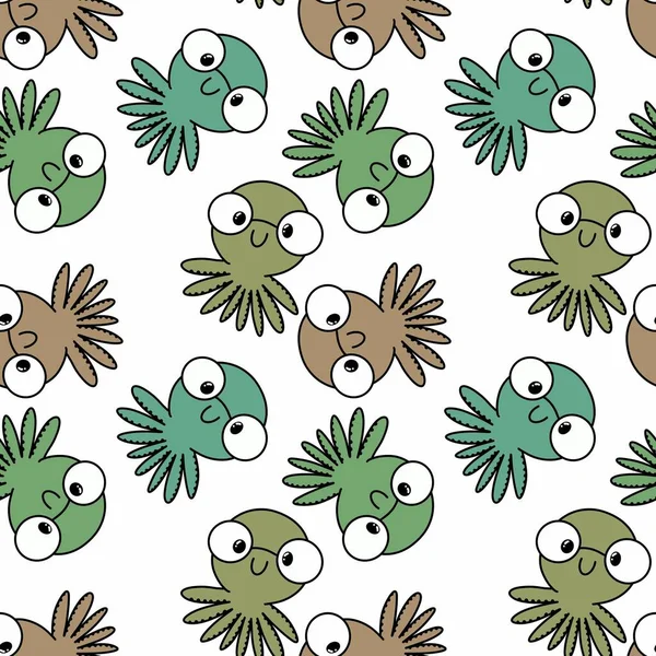 Animals Cartoon Seamless Octopus Pattern Wrapping Paper Kids Clothes Print — Fotografia de Stock