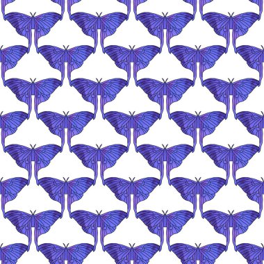 Kağıt ambalajı için soyut geometrik dikişsiz kelebek deseni ve çocuk giysisi baskısı, bahar aksesuarları, kumaşlar, çarşaflar ve mutfak tekstili. Yüksek kaliteli illüstrasyon