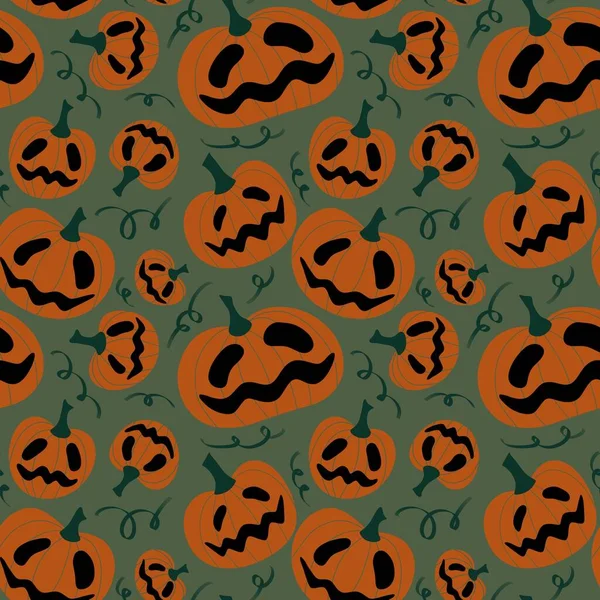 Kawaii Cute Cartoon Halloween Pumpkins Seamless Autumn Harvest Pattern Wrapping — 스톡 사진