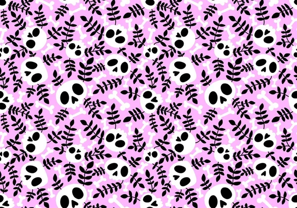 Cartoon Doodle Seamless Halloween Skulls Pattern Wrapping Paper Clothes Print — ストック写真