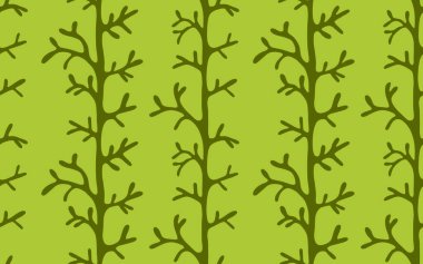 Flora soyut dalları, mutfak tekstil ürünleri, kumaşlar, çarşaflar, ambalaj kağıtları, giysi baskıları, not defterleri ve ambalajlar için dikişsiz dereotu yaprakları deseni. Yüksek kaliteli illüstrasyon