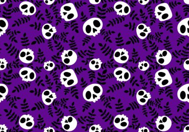 Cartoon doodle seamless Halloween skulls pattern for wrapping paper and clothes print and kids accessories and fabrics and notebooks and textiles. High quality illustration
