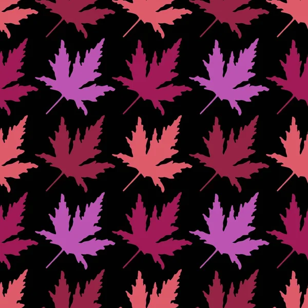 Autumn Cartoon Doodle Seamless Maple Leaves Pattern Wrapping Paper Clothes — 图库照片