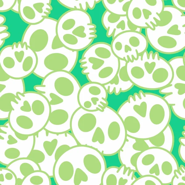Cartoon Doodle Seamless Halloween Skulls Pattern Wrapping Paper Clothes Print — Photo