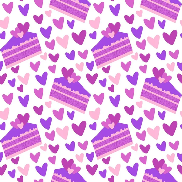 Patrón Pastel Cumpleaños Sin Costuras Corazones San Valentín Para Papel —  Fotos de Stock