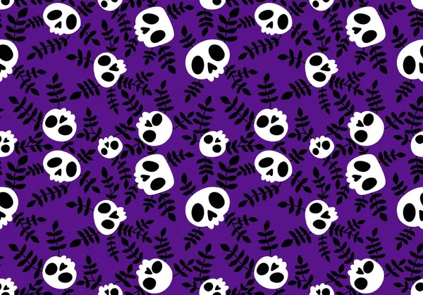 Cartoon Doodle Seamless Halloween Skulls Pattern Wrapping Paper Clothes Print — Stockfoto