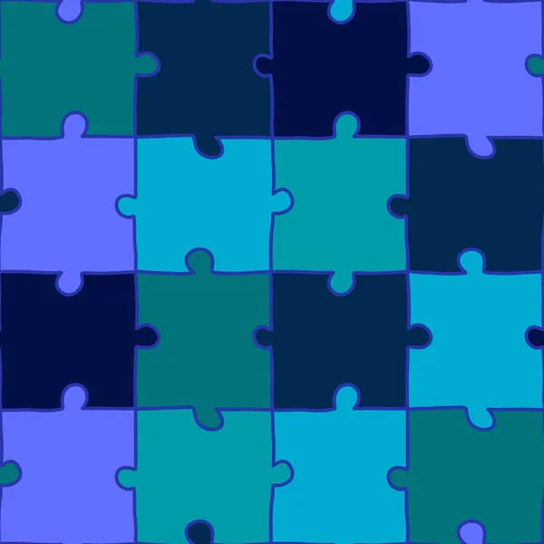 퍼즐은 종이와 프린트 액세서리 직물을 포장하고 팀워크를 공부하는 어린이들의 패턴을 — 스톡 사진