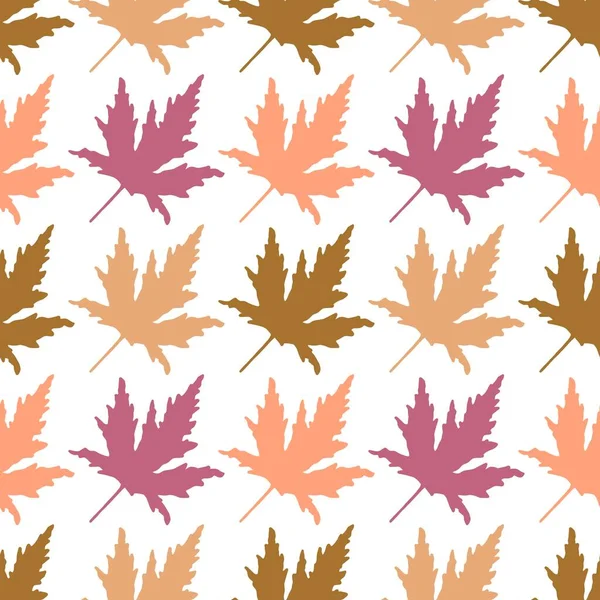 Autumn Cartoon Doodle Seamless Maple Leaves Pattern Wrapping Paper Clothes — Stockfoto