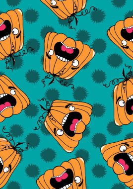 Halloween seamless pumpkins pattern for fabrics and wrapping paper and clothes print and notebooks and accessories and party. High quality illustration