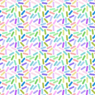 Doğum günü pastası desenleri ambalaj kağıdı ve çocuk giysileri baskısı, tatiller, kumaşlar, çarşaflar, hobiler ve mutfak tekstili için şenlikli şeker serpiştirir. Yüksek kaliteli illüstrasyon